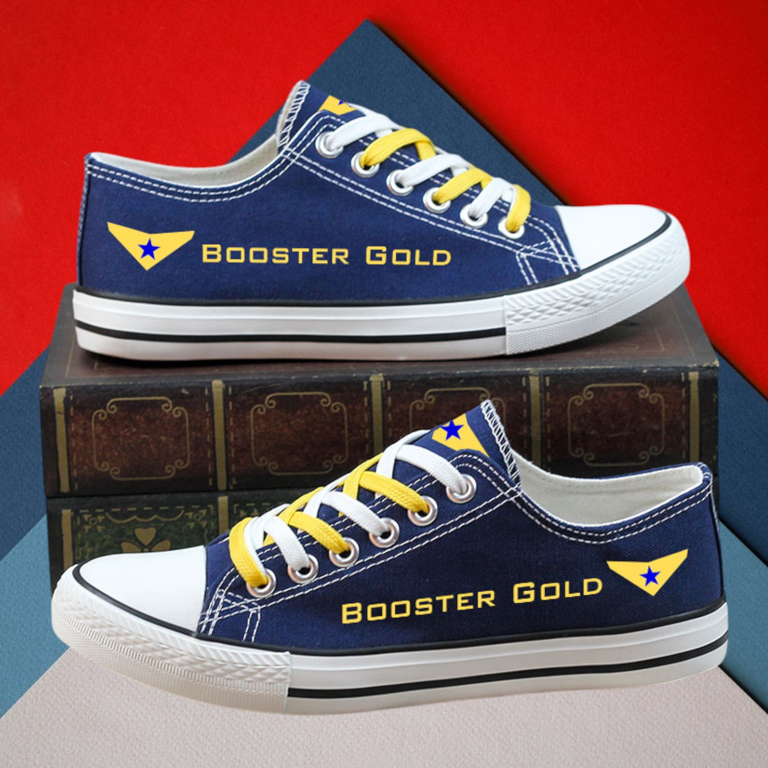 Booster Gold Canvas Low Top Shoes – A Perfect Gift for Superhero Fans
